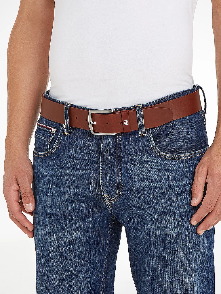 Tommy Hilfiger New Denton Leather Belt Brown 95 10